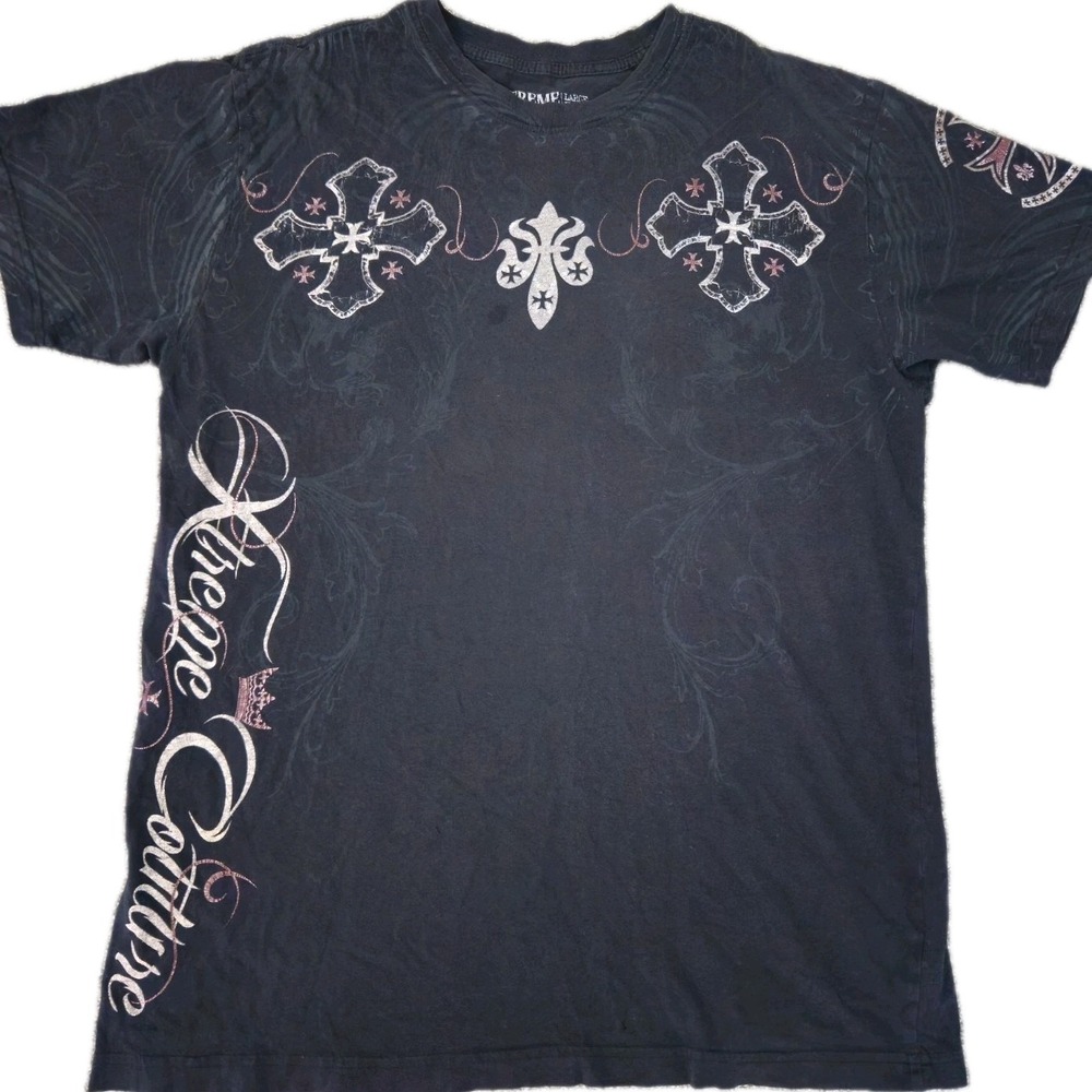 Xtreme Couture Affliction Mens L T-Shirt Skulls Biker MMA Grunge Goth